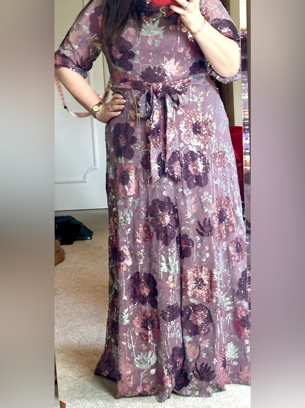 Baltic Born Purple and Mauve Floral Sequin Maxi Dress - Picture 2 of 2